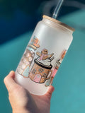 Pink Gingerbread Glass Can 16 Ounce