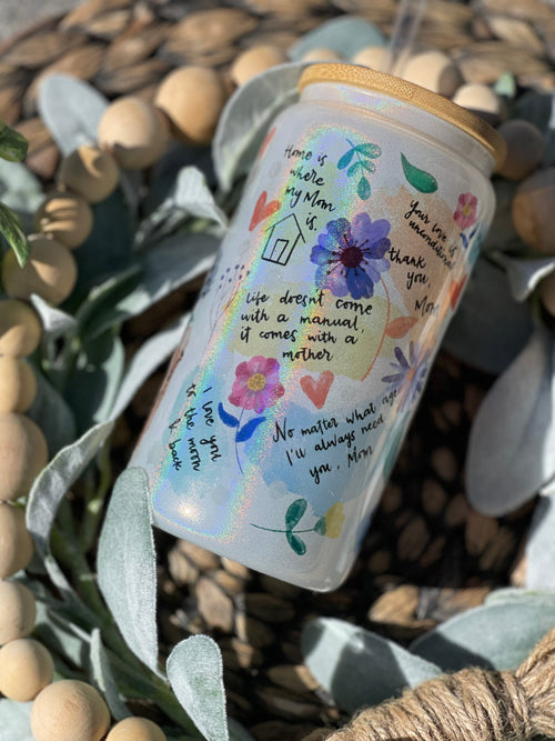 Best Mom Ever Iridescent Glass Can, Mothers Day