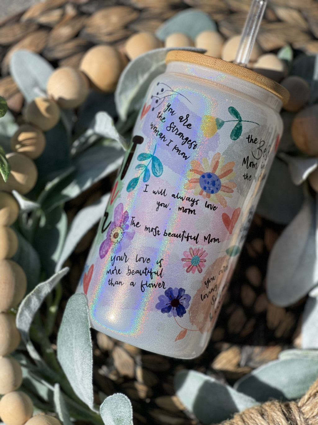 Best Mom Ever Iridescent Glass Can, Mothers Day