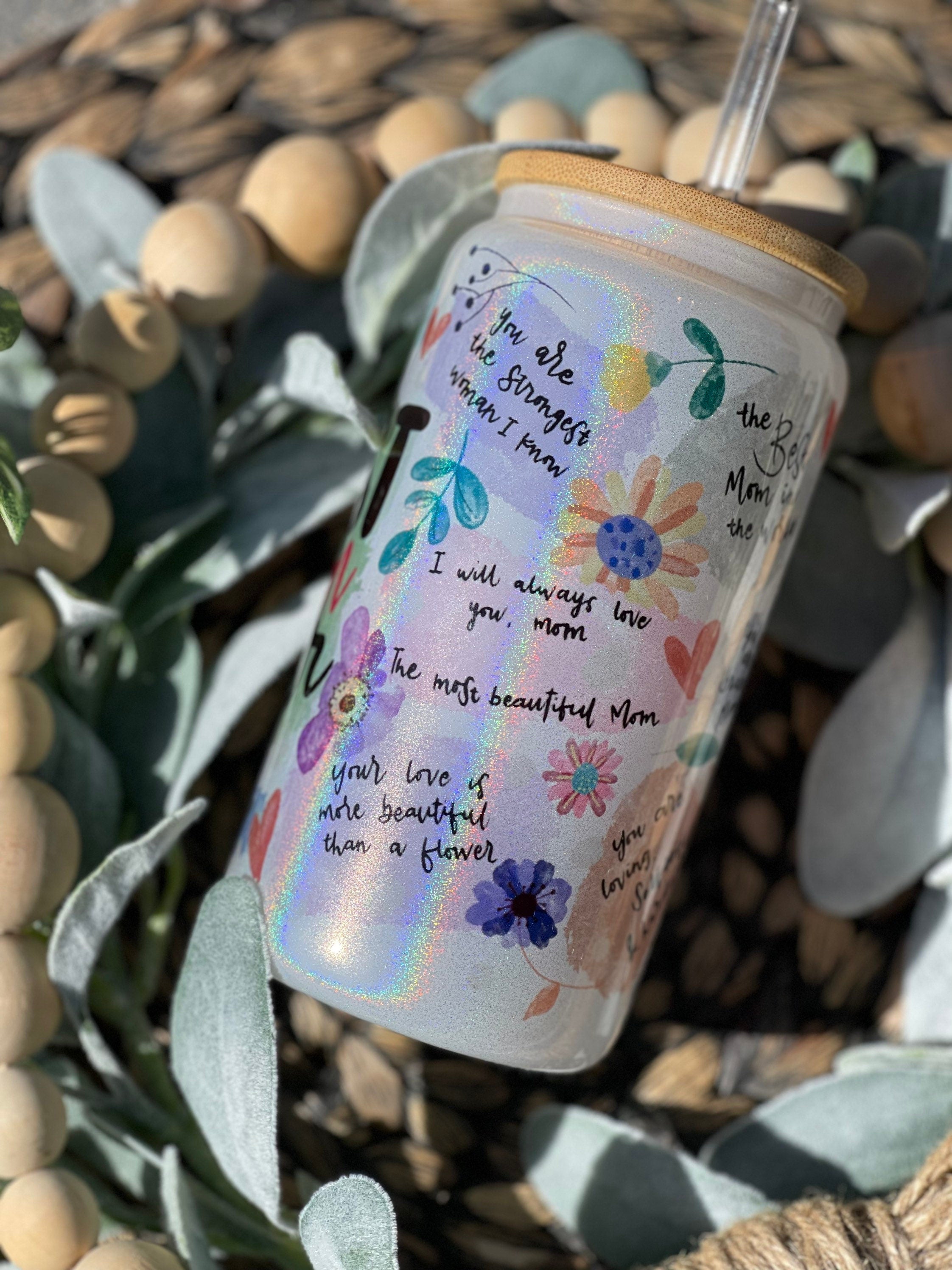 Best Mom Ever Iridescent Glass Can, Mothers Day