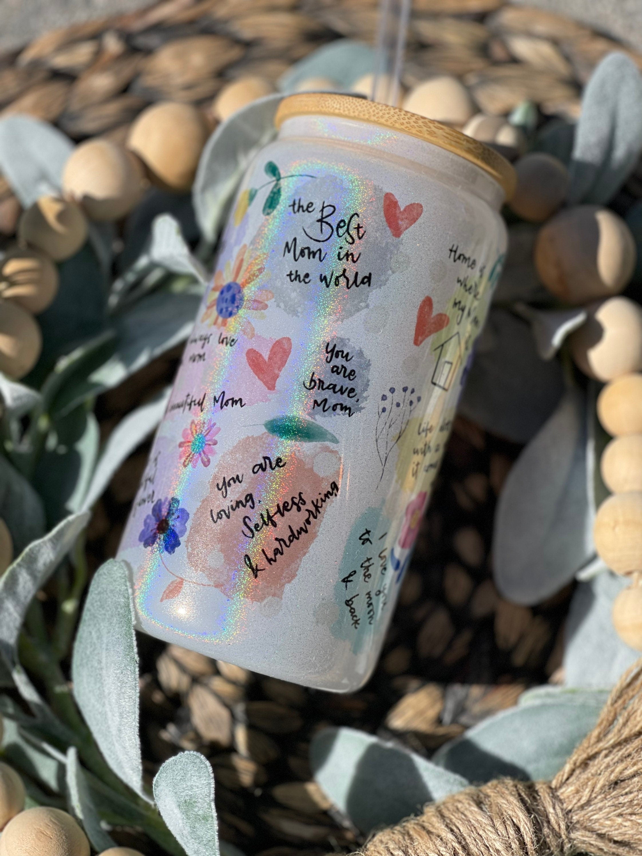 Best Mom Ever Iridescent Glass Can, Mothers Day