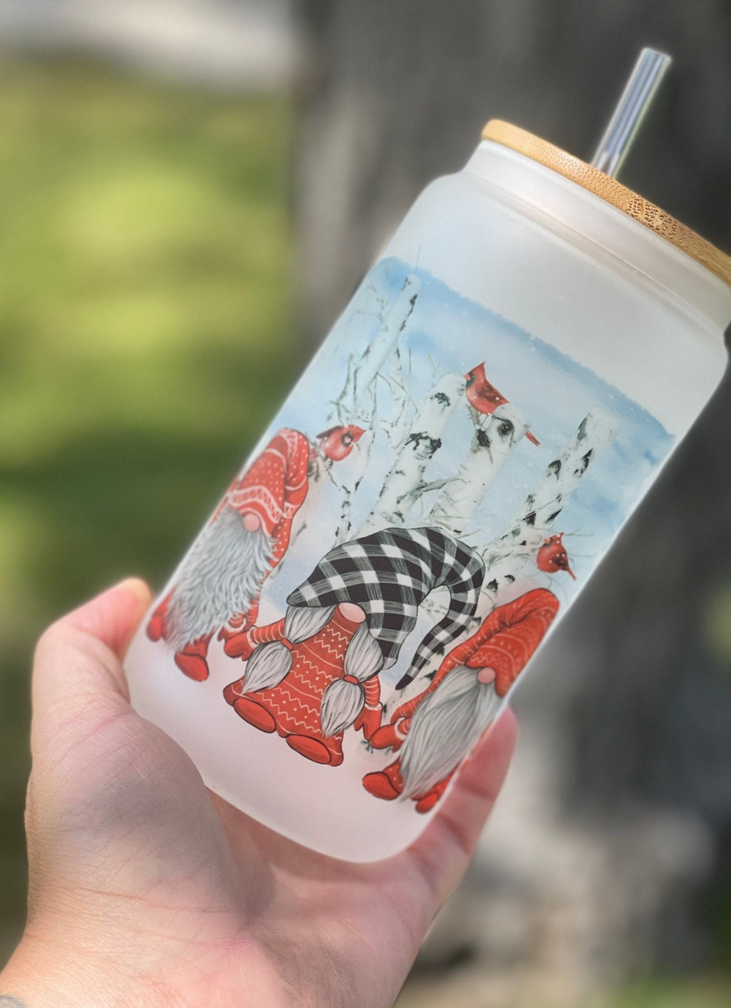 Winter Gnome 16 ounce Sublimated Can Glass